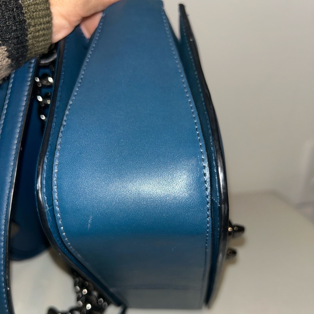 Coach Navy Leather Chain Shoulder Bag - Picture 10 of 11